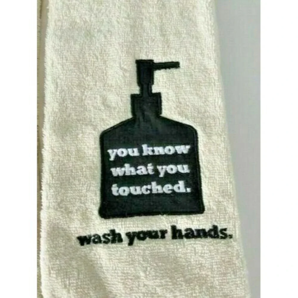 Avanti Hand Towel Wash Your Hands Embroidered Guestroom Bathroom Ivory Bath